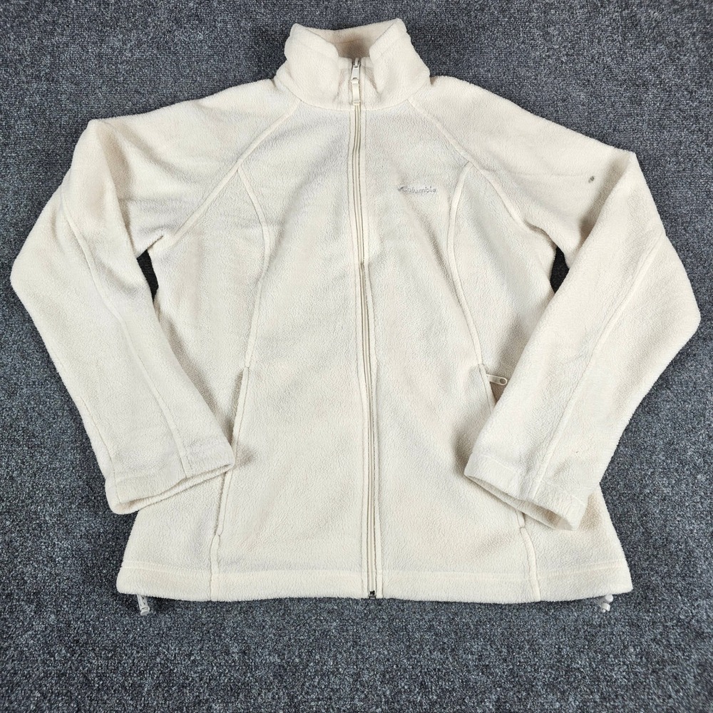 Columbia Benton Springs Jacket Womens Large Cream White Full Zip Fleece WL6439